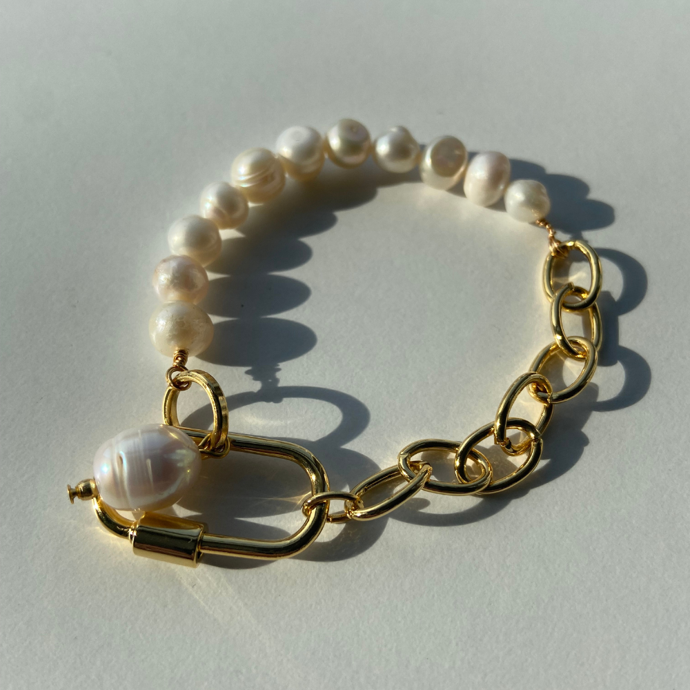 Oval gold pearl bracelet clasp - Pearl & Clasp